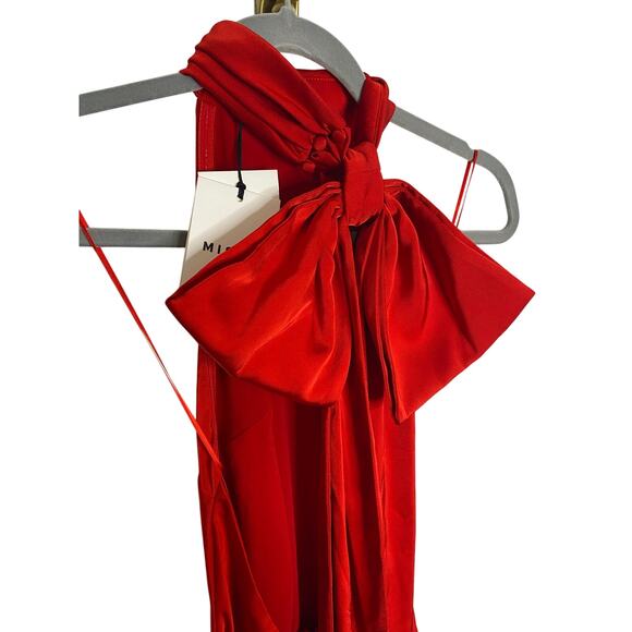 Misha Evianna Gown Maxi Dress Mock Neck Bow Gala Black Tie Formal Prom Size S - Picture 7 of 12